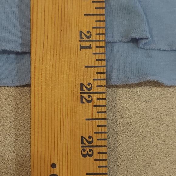 TeeCo Shirt Women's Size Large Quarter Button Blue Short Sleeve Top - Picture 6 of 6